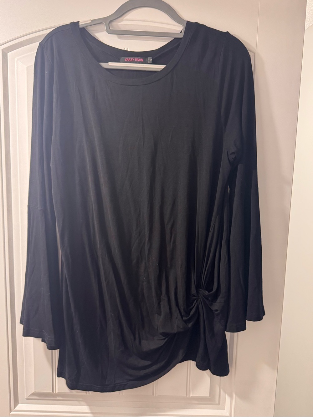 Crazy Train Black Long Sleeve Side-Knot Top